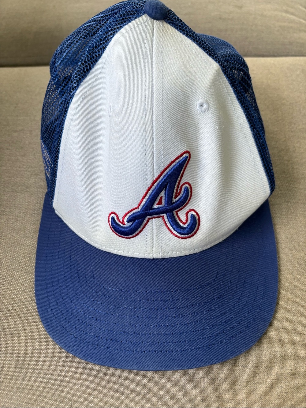 Atlanta Braves ’47 Brand Trucker Hat MLB Snapback Blue White Red OSFA